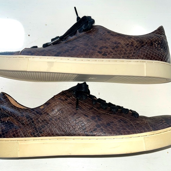 FRYE Solid leather brown/black sneakers with alligator grain size 11 - Picture 3 of 7